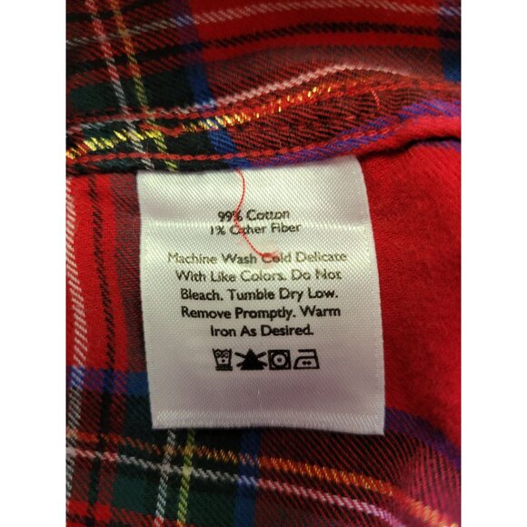 Eddie Bauer Womens Red Plaid Button-Down Shirt Classic Fit Small Cotton Metallic - Picture 5 of 5